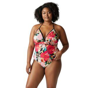 Time and Tru One Piece Slimming Swimsuit Size 2X Padded Cup Support Bathing Suit